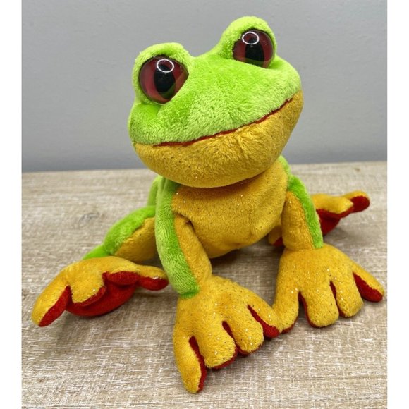 GANZ WEBKINZ 9" Tree Frog Plush Toy HM109 Lime Green Yellow Cute Frog NO CODE - Picture 2 of 6